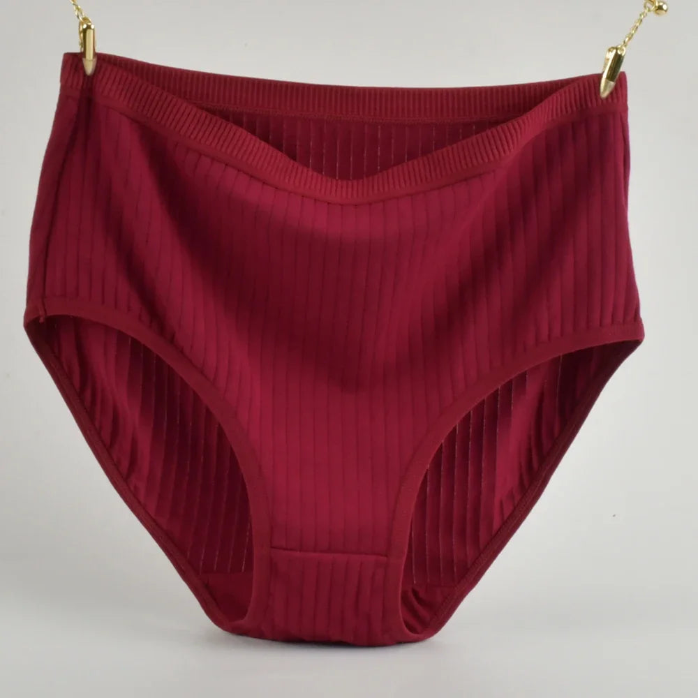 Soft High Waist Cotton Panties Underwear For Women Breathable Plus Size Woman Briefs Female Lingerie Underpants Panty Striped