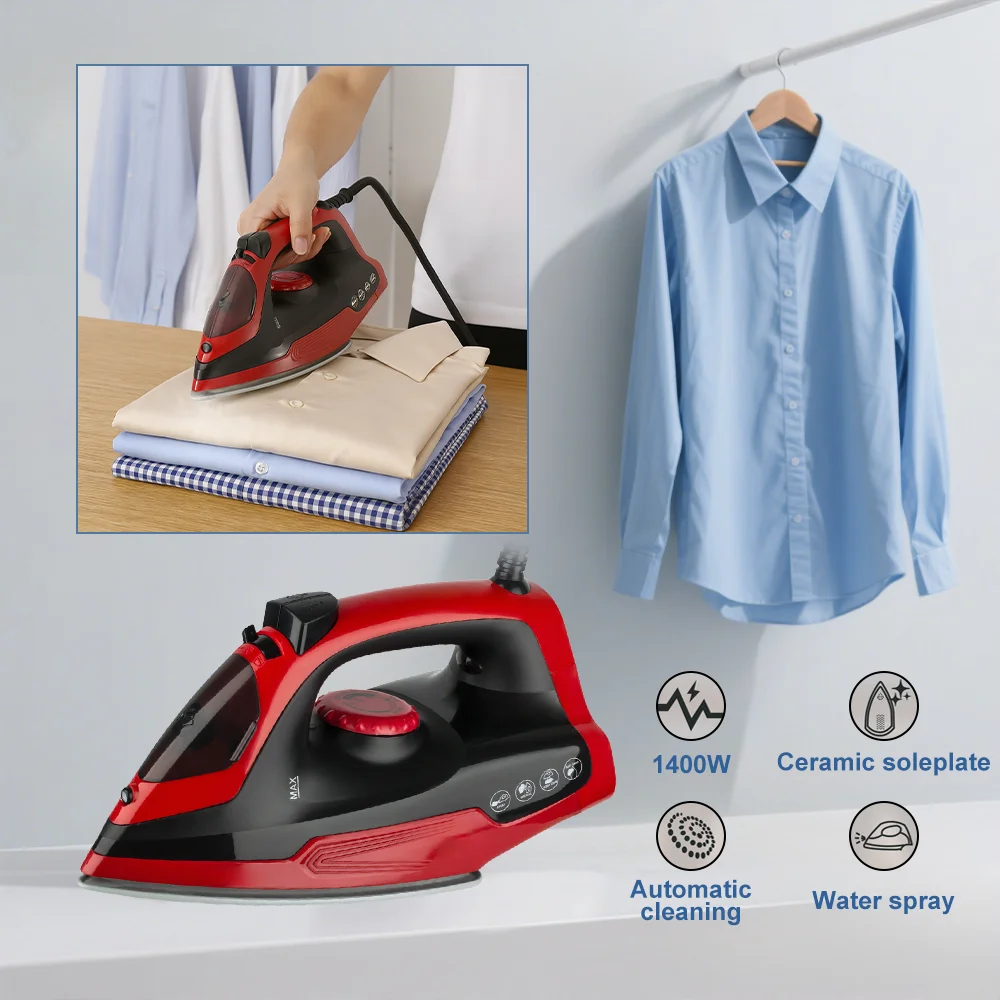 Electric Household Handheld Steam Iron Portable Iron 1400W 3 Gear Adjustable Ironing Machine For Clothes Fabric Dry Ironing