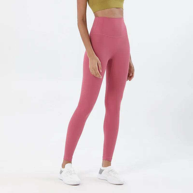 SOISOU Nylon Yoga Pants Gym Leggings Women Girl Fitness Soft Tights High Waist Elastic Breathable No T Line Sports Pants
