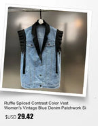 Fashion Denim Vest Women's Cropped Spring Summer Sleeveless Tops Short Jackets Waistcoat Top Outerwear Jean Cowboy Female
