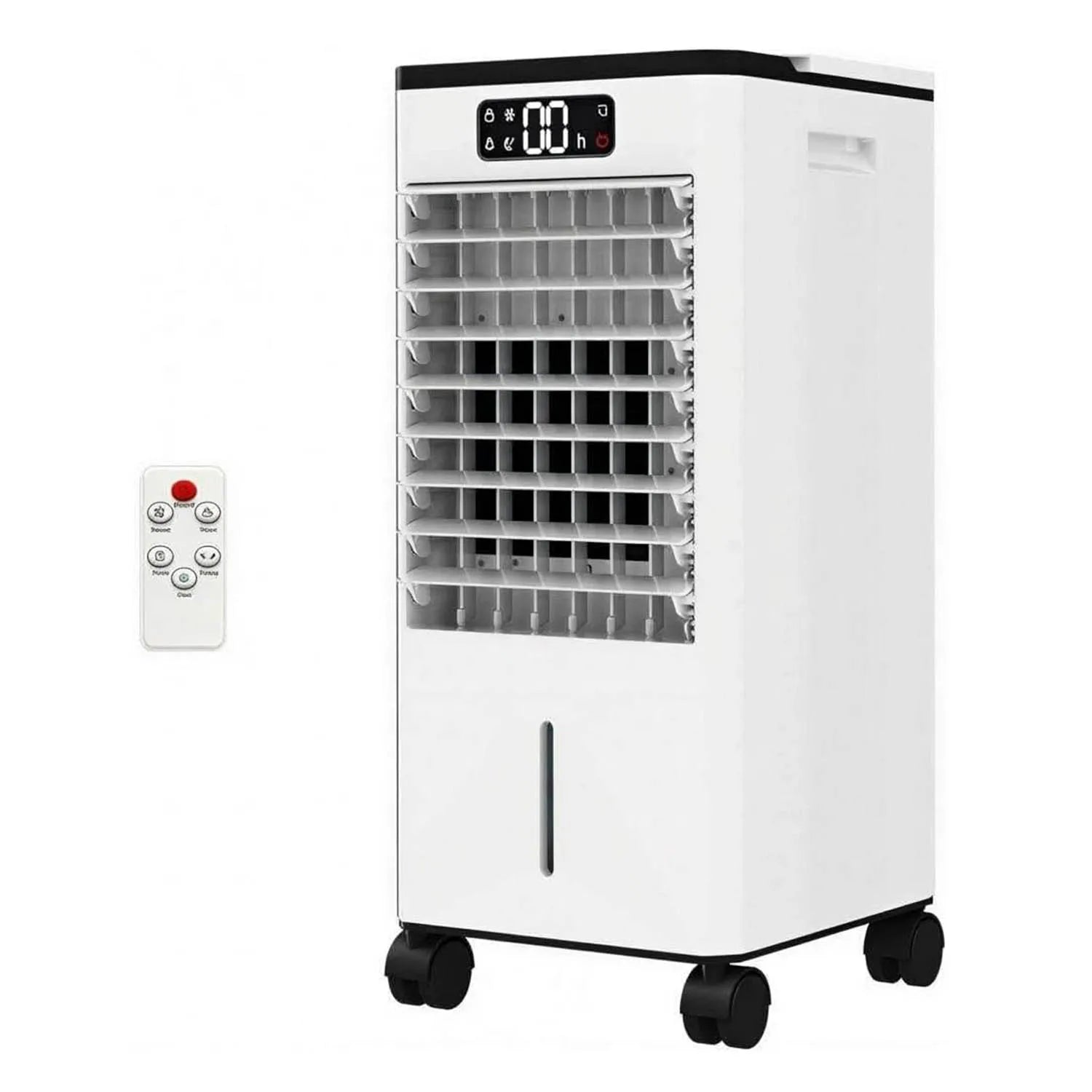 Portable Mobile Cooler Fan 7L Tank 12h Timer 120° Oscillation Fan, Remote Control With Movable Wheels for Bedroom Living Room