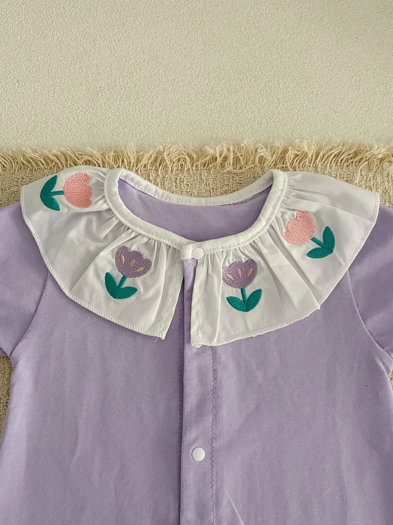 MILANCEL Summer Baby Rompers 0-24M Soft Comfortable Toddler Jumpsuit Embroidered Flowers Infant Girls Clothes