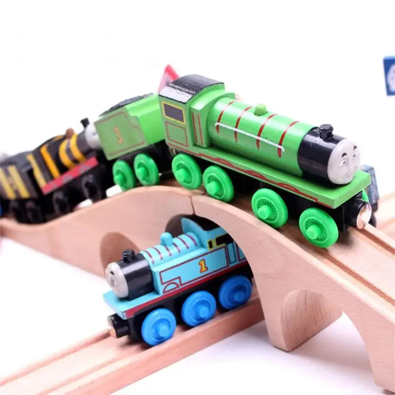 Wooden Train Track Assembly Toys For All Thomas Trains Car Bridge Piers Traffic Light Beech Wooden Railway Kid Creative Toy