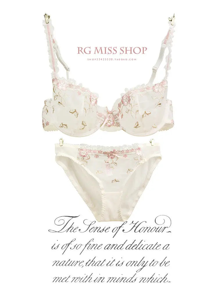French Style Minimiser Bra Set | Big Size Unpadded Lace Half Cup, Large Cup Thin Anti-Sagging Sheer Lingerie Set BANERDANNI Bras