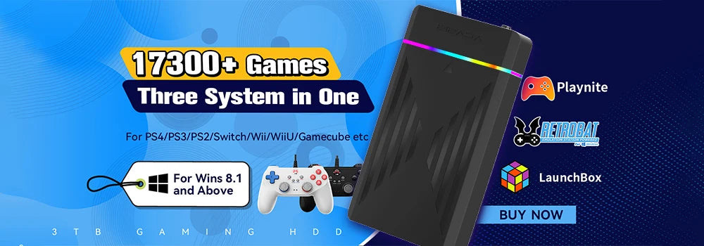 1TB Portable Gaming SSD 3 System in 1 Game Console 80+ Emulators for PS5/PS4/XBOX/XBOX One/PS3/SWITCH with 16191 3D & Retro Game