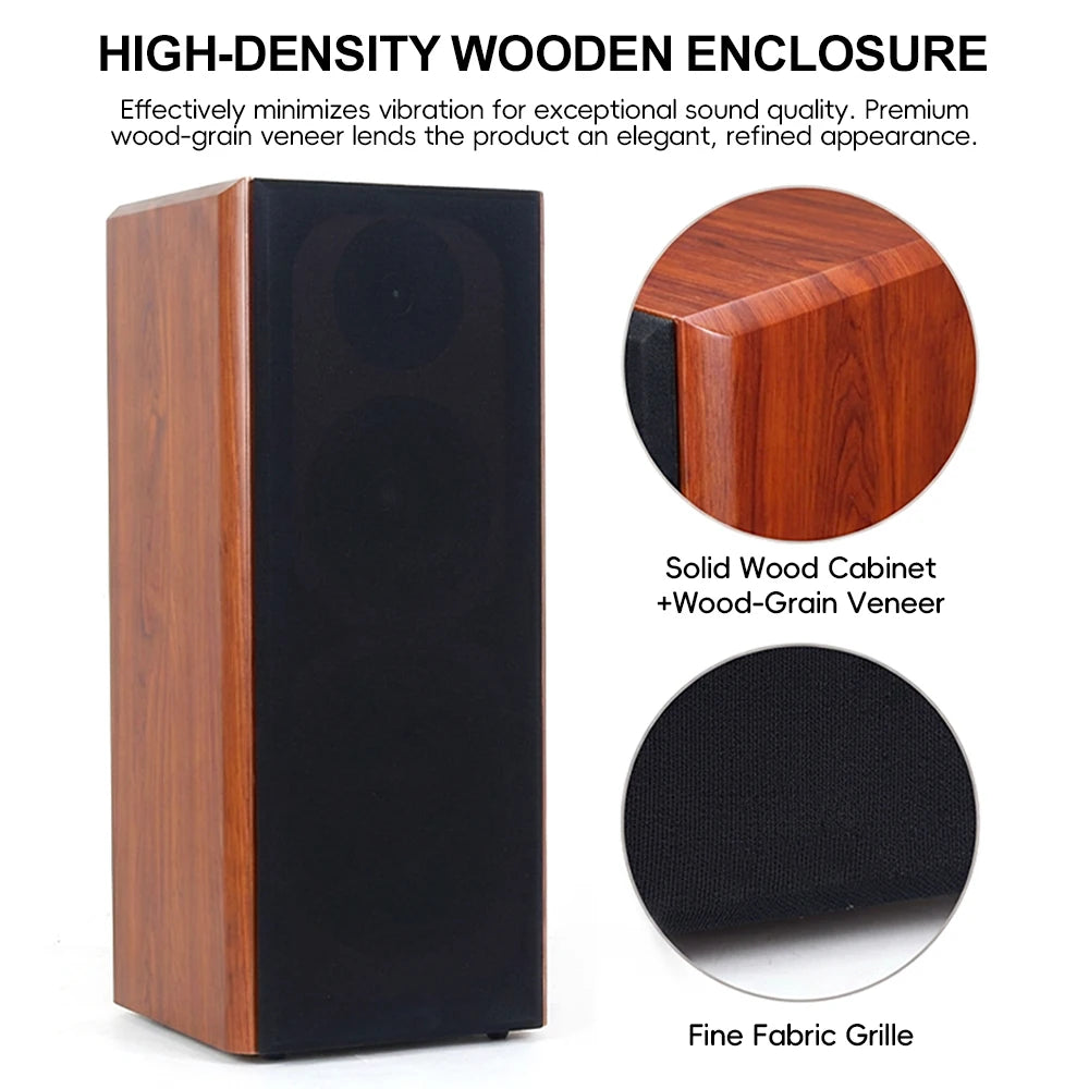 High Power Passive Speakers 8 Inch Floor Standing 3 Way Home Audio System 90dB Sensitivity Wooden Hifi Speakers A Pair