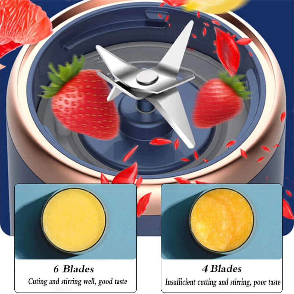 400ml Mini Blender 6 Blades, Portable Smoothie Maker with 21000 RPM, USB Rechargeable, Multifunctional Juicer Cup for Milkshake