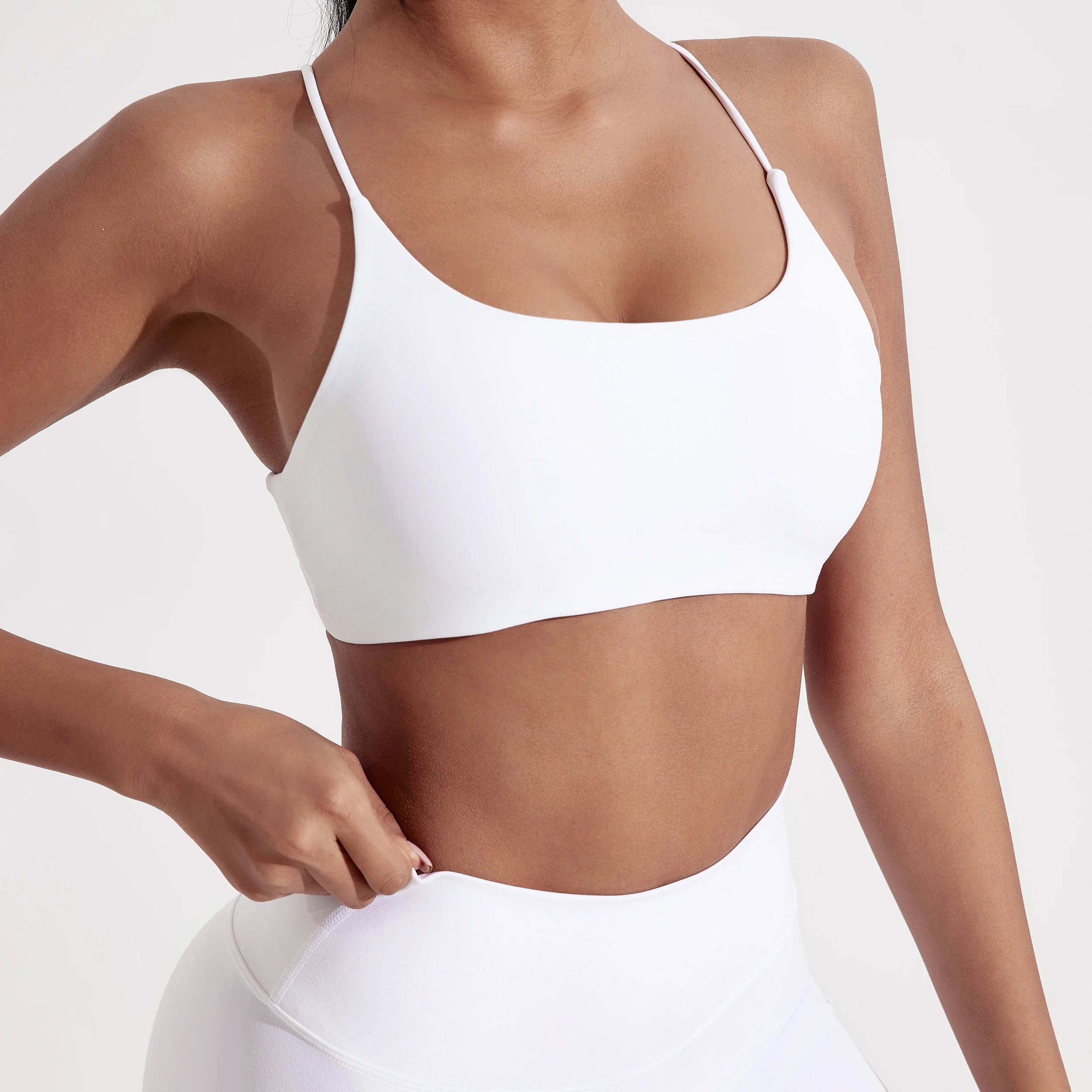 Solid Color underwear Cross Back Women Fitness Sports Bra Top Yoga Comprehensive Training Jog Chest Pad Spaghetti Strap Beauty