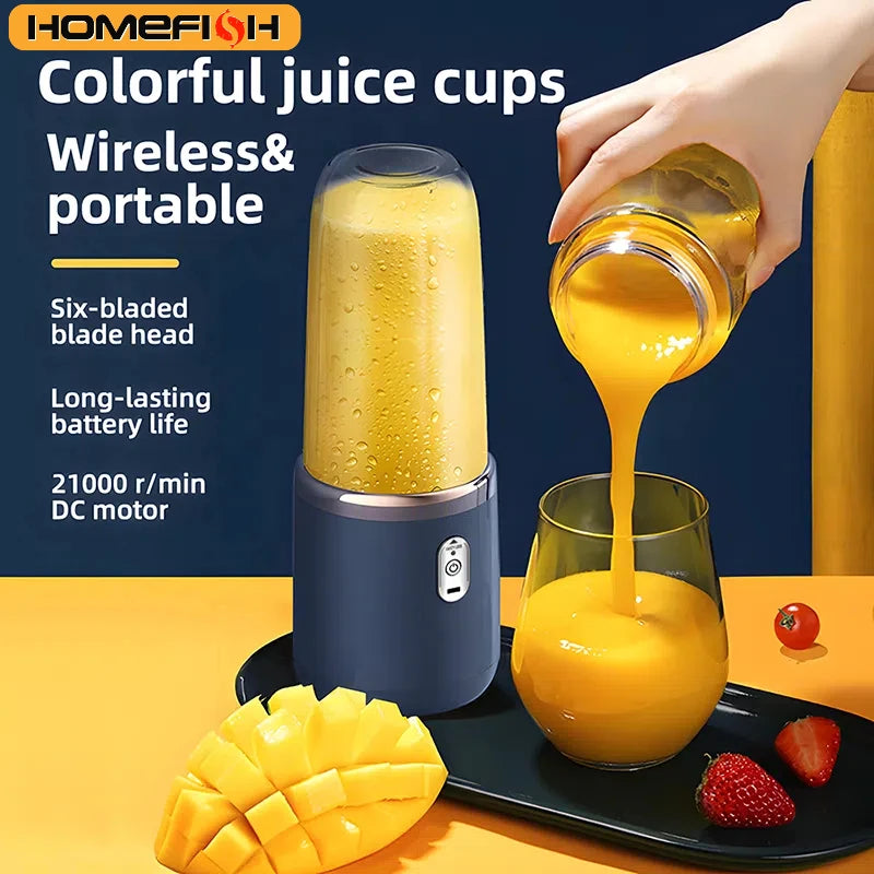 HOMEFISH Double Cup Multifunction Usb Fruit Mixers Juicers Portable Electric Juicer Blender Fruit Juicer Cup Food Milkshake