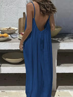 2026 Loose-Fit Spaghetti Strap Dress Women's Casual Homewear Summer Dress Solid-Color Vacation Cool Homewear