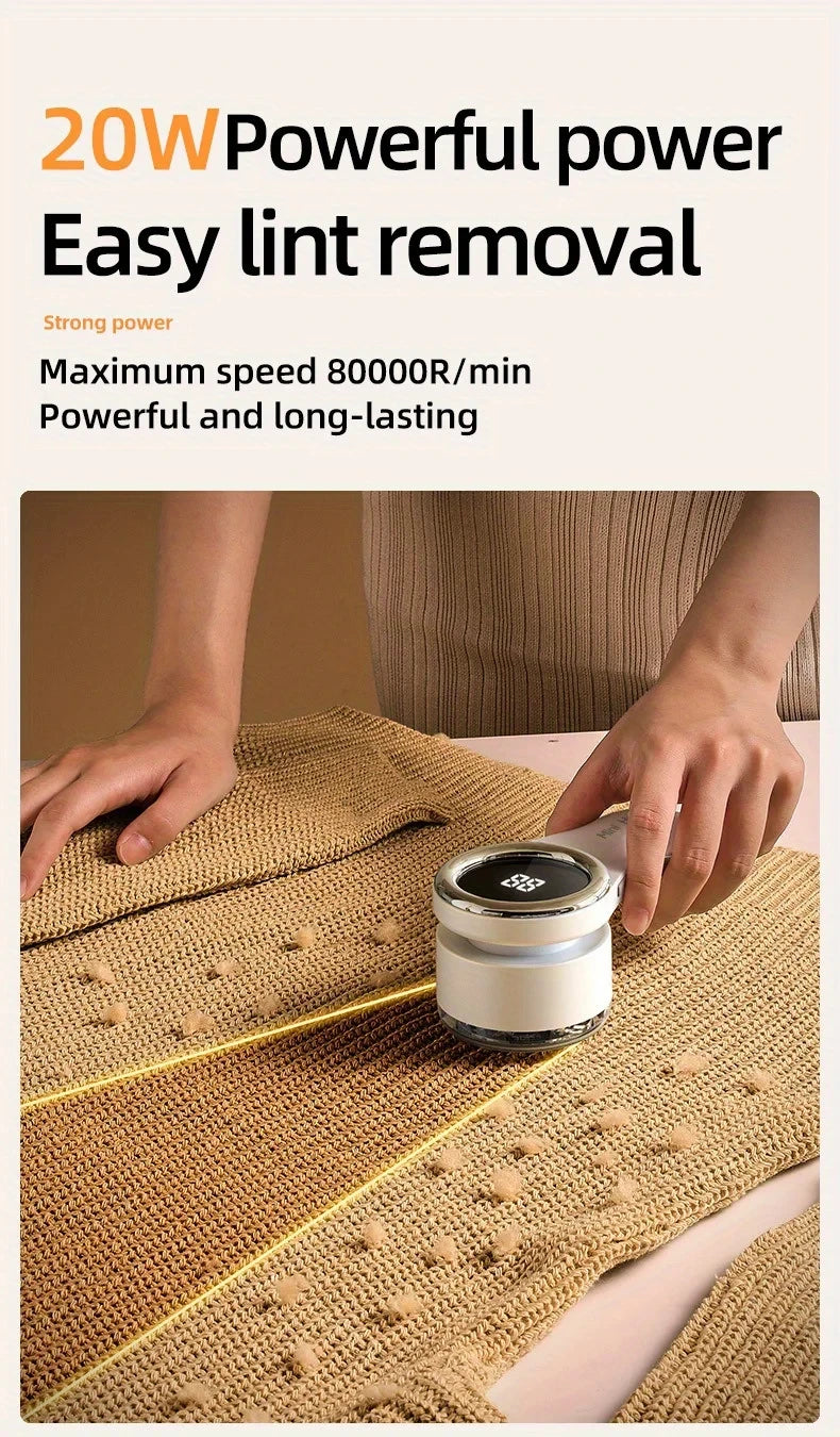 Electric Lint Remover Fabric Shaver LCD Display USB Rechargeable Portable Clothes Fuzz Remover Hair Balls Trimmer for Home