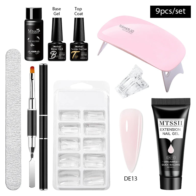 24PCS/Set 20ml Poly Naili Extension Gel  Kit Mini UV Lamp Sealer With Base Top Coat Professional Poly UVNail Gel Kit Starter Kit