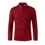 2025 New Men's Casual and Fashionable Solid Color Long Sleeved Stand Up Collar T-shirt Summer Versatile and Comfortable Top