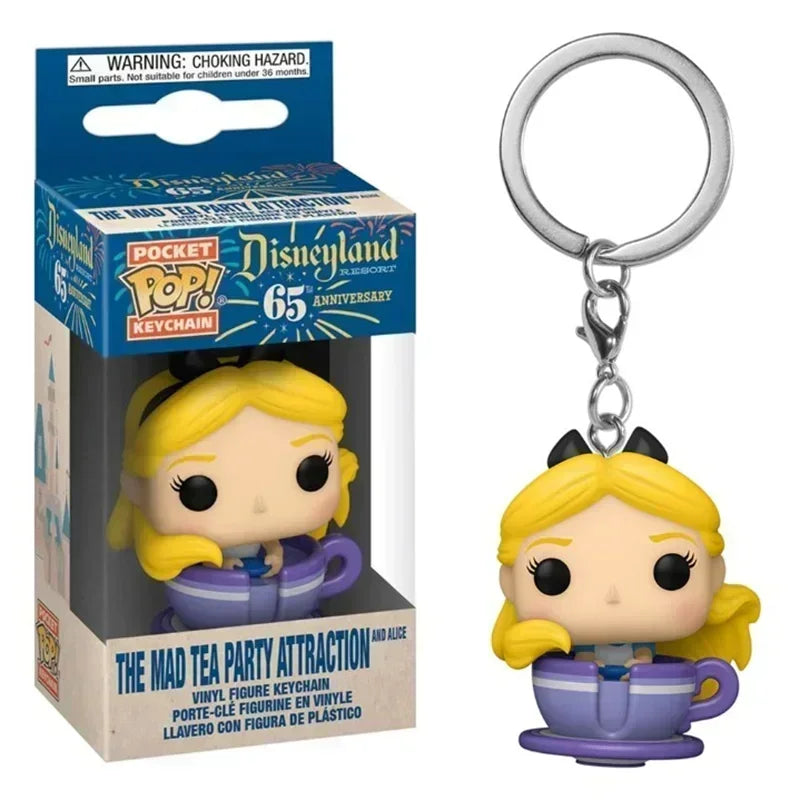 FUNKO Keychain Alice NEWest Arrival Disneyland 65th Anniversary Alice the Mad Tea Action Figure Collection Model Toys for Gifts