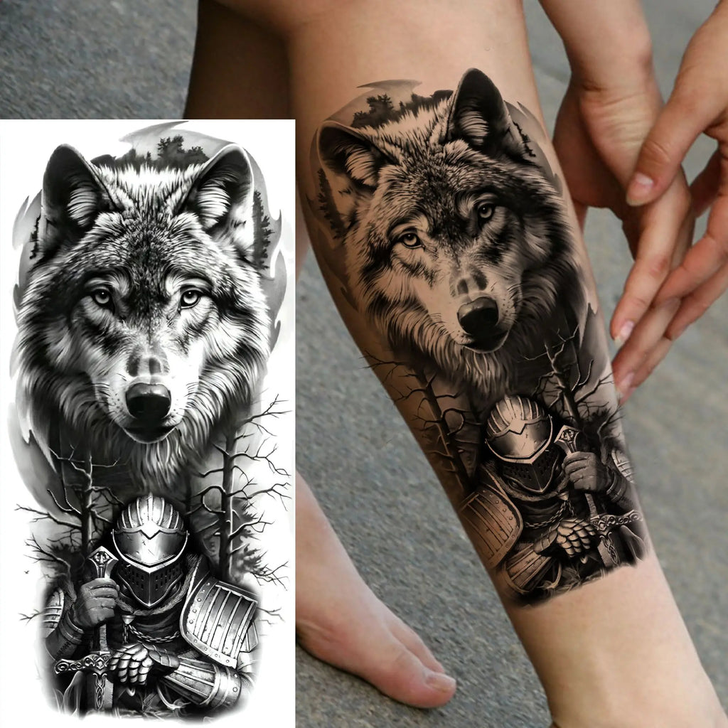 1 Sheet Cobra Snake Dragon Scorpion Temporary Tattoos For Men Women Waterproof Long Lasting Lion Tiger Wolf Fake Tattoo Stickers