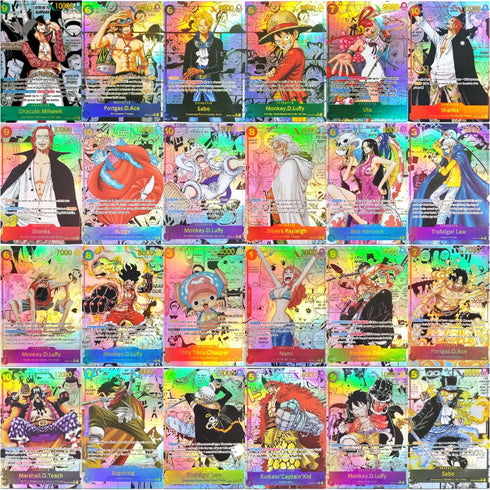 28 Style DIY ONE PIECE CARD Game Luffy Sanji ACE Zoro Shanks Nami Teach Sabo Manga Alt Art SEC English Collection Anime Cards