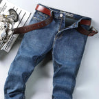 WTHINLEE Business Men's Jeans Casual Straight Stretch Fashion Classic Blue Work Denim Trousers Male Brand Clothing Size 28-40