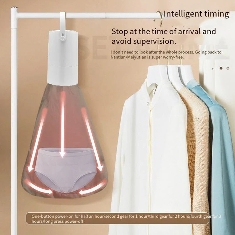 1 mini portable dryer with a small cloth bag to meet the needs of clothes of all sizes, equipped with a telescopic tube to dry s