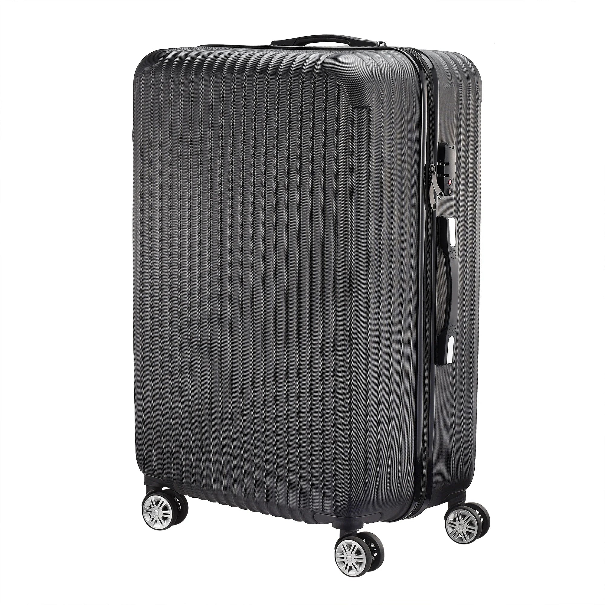 Anajqaqia Black Suitcase Set 3 Piece Luggage Set with Trolley Handle, Double Wheels and TSA Lock, Travel Suitcase Set