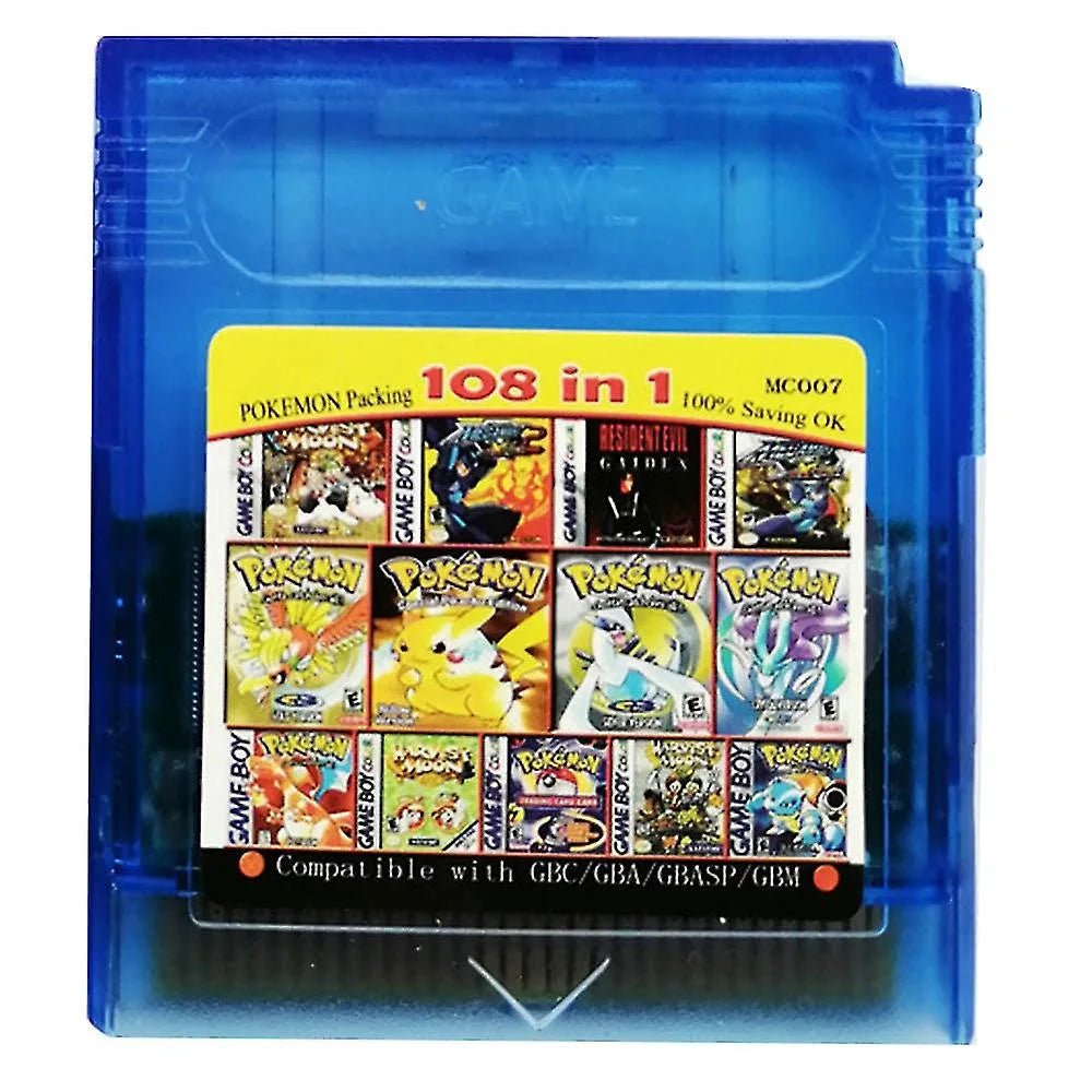 GBC Game Combo Pokémon Series 61in1 108in1 Game Video Game Cartridge Card, English Version for GBC/GBA/SP/GBM