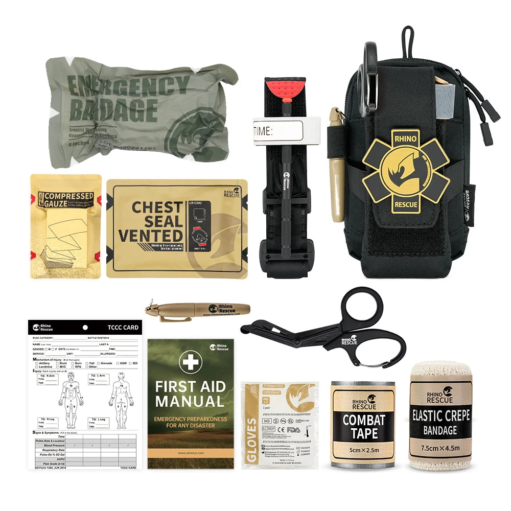 Rhino Rescue EDC First Aid Kit IFAK Trauma with Molle Tactical Pouch Tourniquets Bandage for Survival Main image
