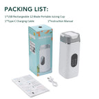6 Blades Electric Juicer Cup with 2 Cups For Travel Portable Juicer Mixer Usb Charge Fresh Fruit Juice Personal Blender Smoothie
