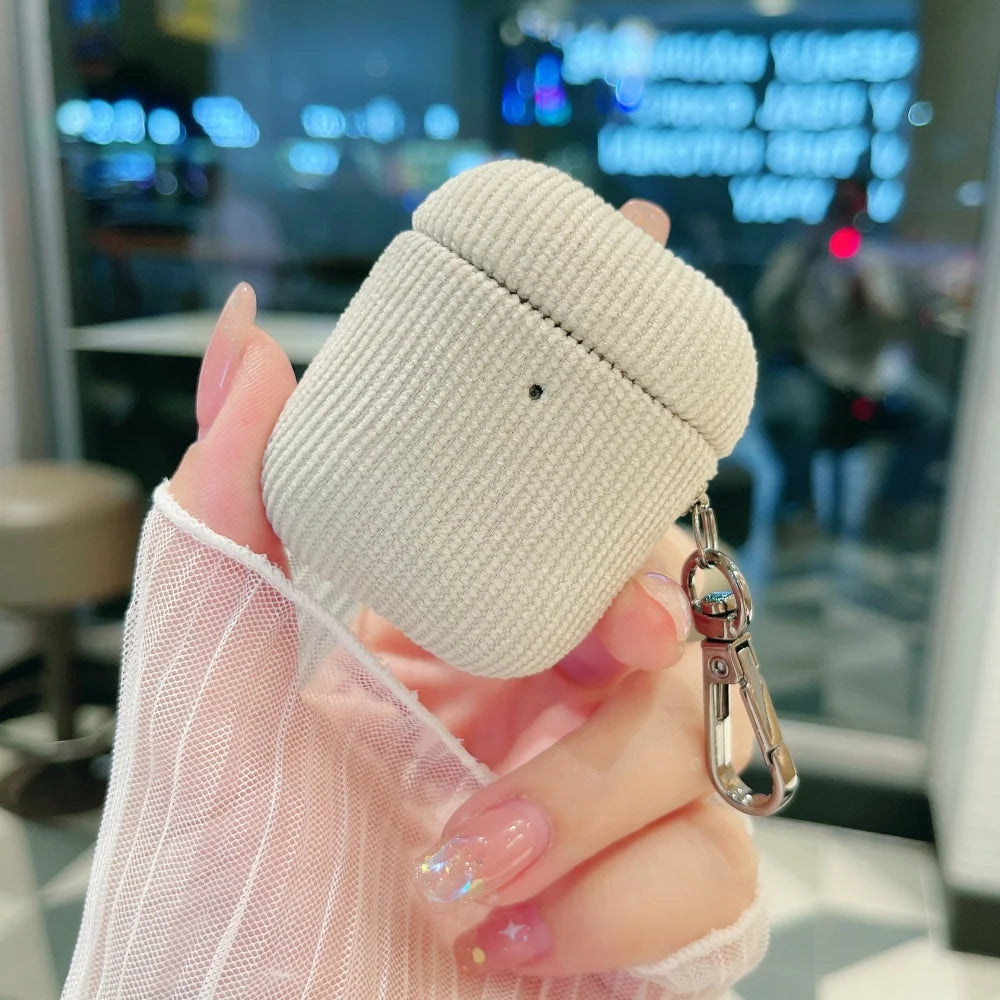 Winter Matte Corduroy Fabric Hook Earphone Case For Apple Airpods 1 2 3 4 Pro 3 2 Wireless Bluetooth Earphone Anti Scratch Cover