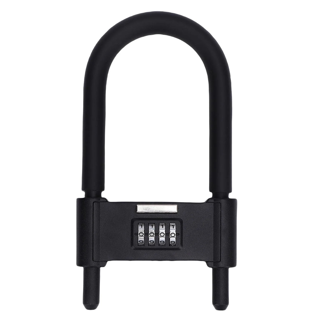 Bike U Lock 4 Digit Combination Padlock Heavy Duty Anti Theft U Lock with Adjustable Shackle for Glass Door Gate Shed Fence