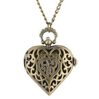 Stylish romantic heart-shaped diamond quartz women's necklace pocket watch souvenir gift for girls