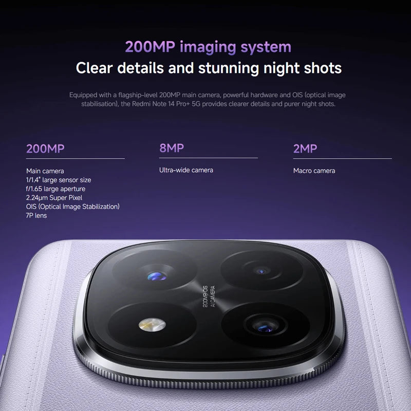 Xiaomi Redmi Note 14 Pro Plus 5G NFC smartphone Snapdragon®7s Gen 3 screen AMOLED 1,5K of inches 120Hz camera 200 MP Battery