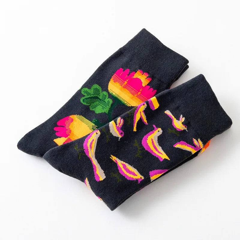 1 Pair Women Socks Cartoon Dog Octopus Flower Plant Kawaii Funny Casual Female Cotton Sock Hosiery Streetwear Harajuku Crew Sock