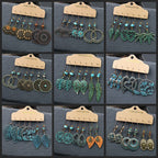 Boho 3Pcs/set Ethnic Leaf Bronze Earrings Set Vintage Hanging Earrings for Women Gypsy Statement Jewelry Accessories Pendientes