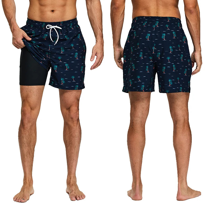 ESCATCH Summer 2026 New Fashion Polyester Swimming Shorts Men Gym Board Quickly Dry Elastic Waist Traje De Baño Beach Pants
