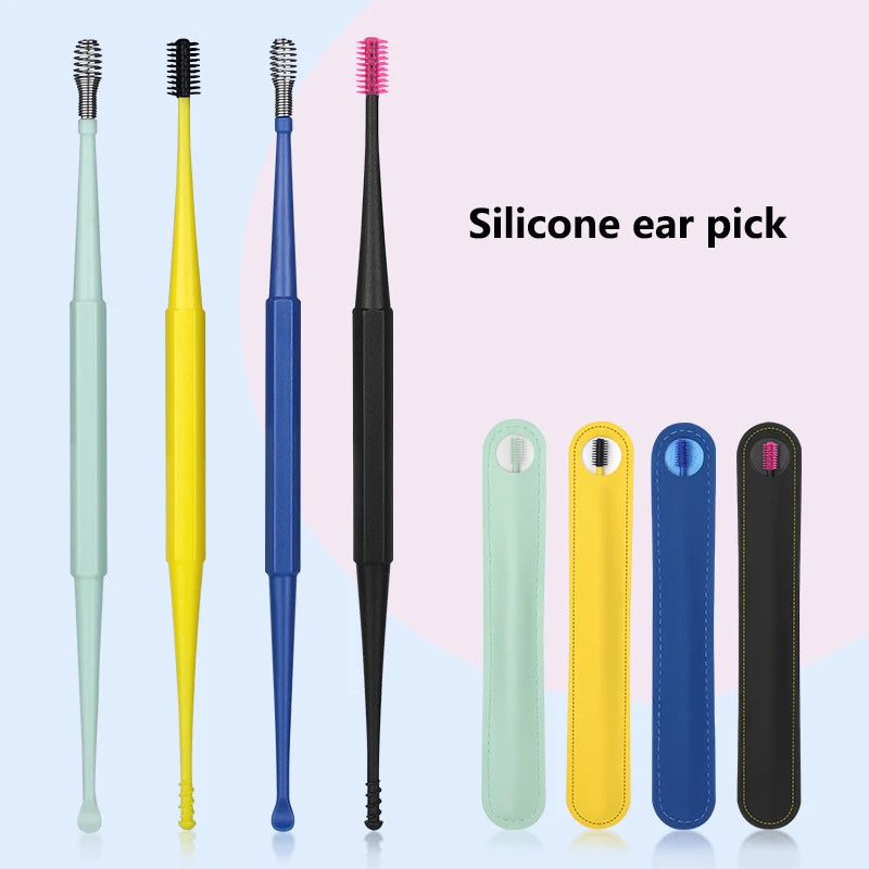Double-headed spiral silicone ear cleaning swabs set - washable and reusable for ear wax removal and ear cleaning tools Secondary image