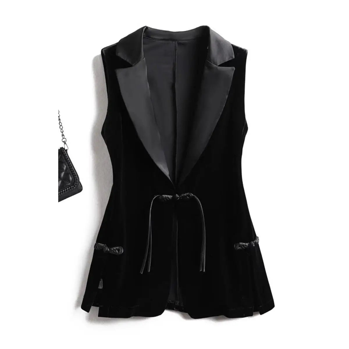 Black Velvet Vest Jacket For Women Sleeveless Blazer Fashion 2026 Spring And AutumnSuit Tank Top  Retro Waistcoat Z2338