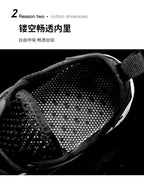 Summer Mens Black Hollow Mesh Sneakers Fashion Breathable Lightweight Casual Walking Shoes Printed Sole Outdoor Sports Footwear