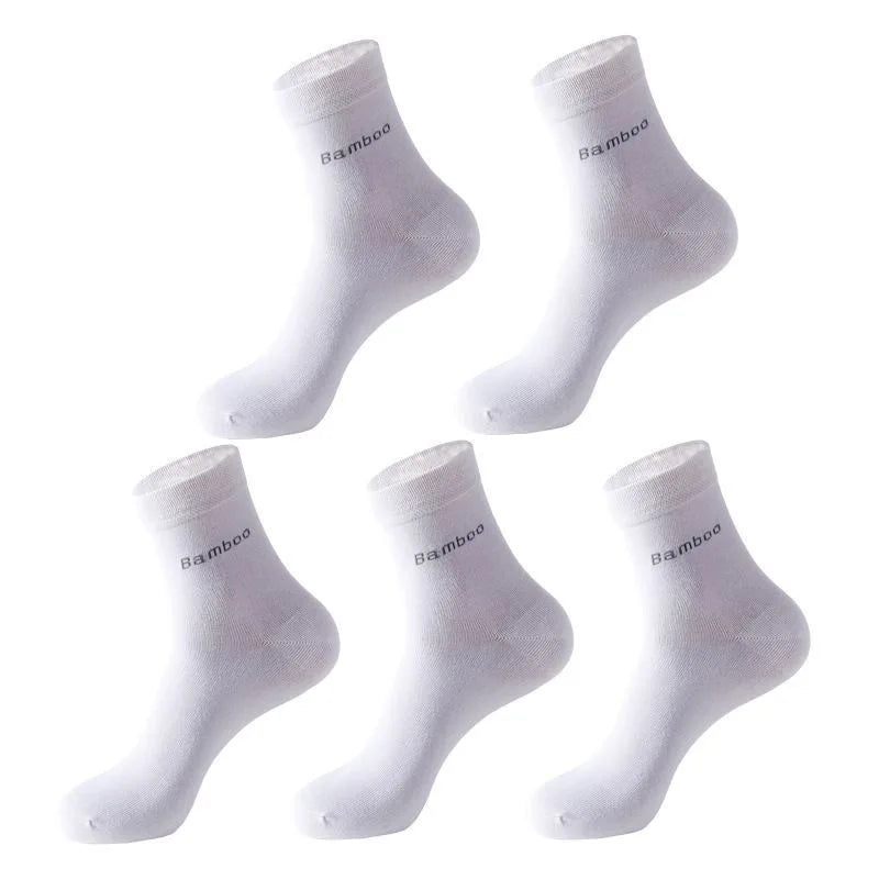 5Pairs/Men Bamboo Socks Comfortable Breathable Casual Business Men's Crew Socks High Quality Antibacterial Mid-calf SocksEU39-45