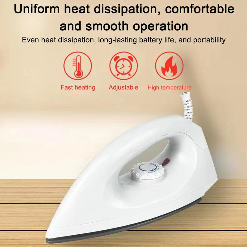 Adjustable Temperature Portable Electric Iron Fast Heating Travel Craft Dry Ironing Machine Clothes Wrinkle Removal Baseplate