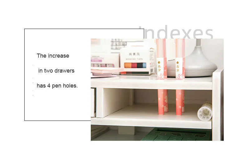 Pink White Student Storage Rack Heart Drawers Monitor Laptop Increase Shelf Office Screen Riser Holder Stationery Pen Storage
