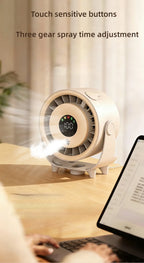 New Misting Fan Humidifying Rapid Cooling Hanging Hole Low Noise Digital Display Button Controlled Speed Fine Absorbable