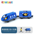 wooden Electric car set Magnetic Electric Train with Little Doll Diecast Slot Toy set Compatible Railway Wood Track Rail Train
