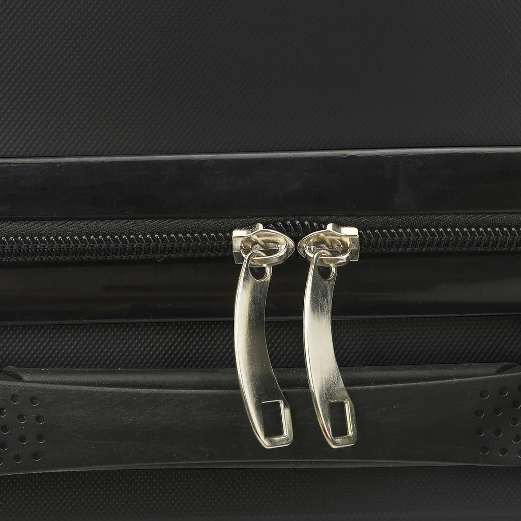 Comanlai 3Pcs Rolling Luggage Sets, Black Hard-shell Suitcases, Classical Striped Design, with 360° Universal Wheels, TSA Lock and Telescopic Handle,  for Business Outdoor Travelling