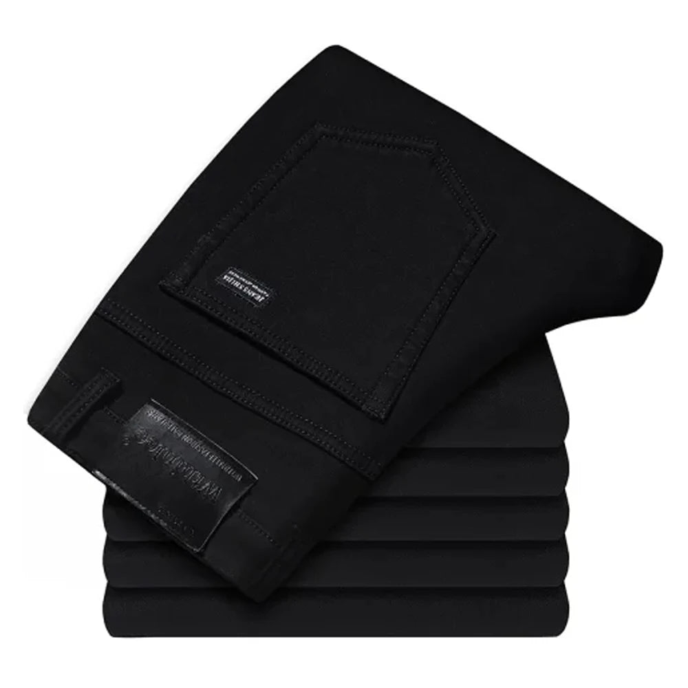 Wthinlee Business Men Jeans Casual Straight Stretch Fashion Classic Blue Black Work Denim Trousers Spring Summer Brand Clothing
