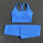 Solid Color Gym Yoga legging Set Soft Tight Women High Strength Fitness Bra With Sports Pant sportswear Proof of Squatting Proof