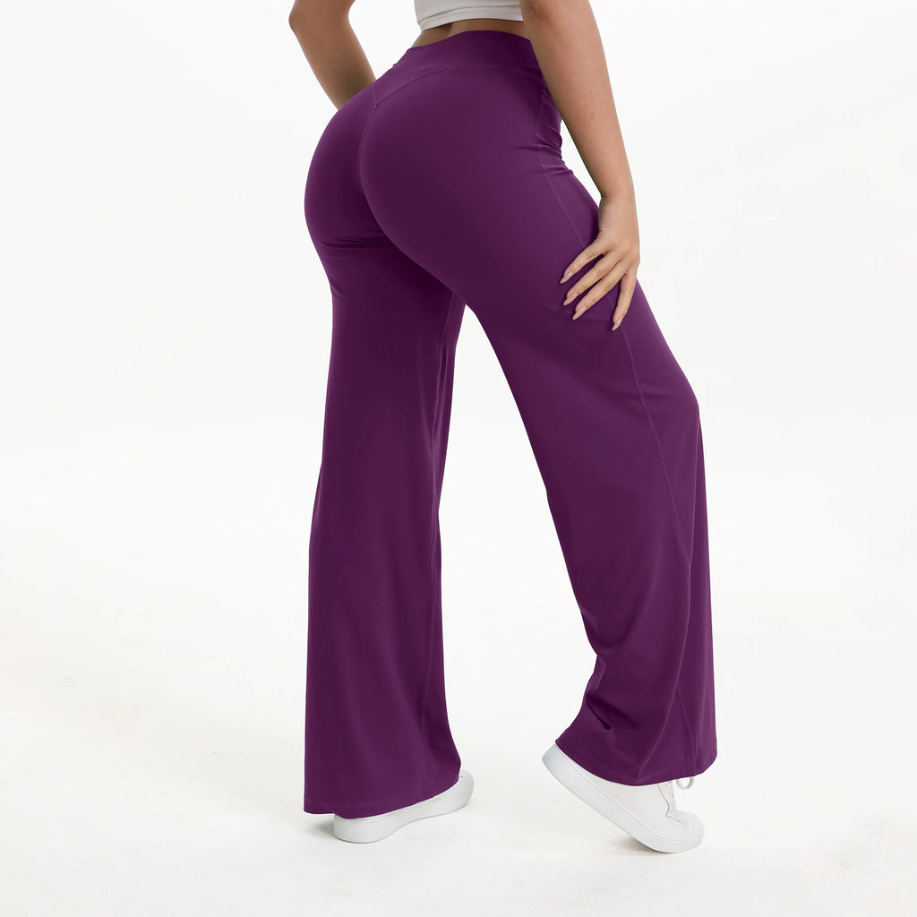 SoftMotion Straight Leg Bottoms Women's Mid-Waist Yoga Pants GYM Leggings Naked Feel Pilates Running Sports Trousers
