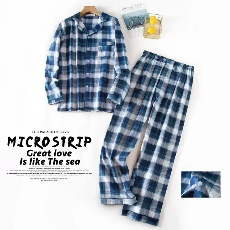 Men's Home Suits Long-sleeved Trousers Suits for Autumn and Winter Pijamas for Men Flannel Plaid Design Pajamas for Men