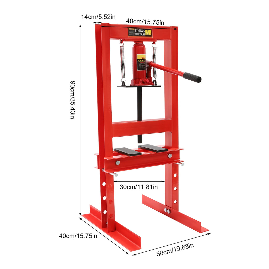 6Ton Hydraulic Shop Press H-Frame Hydraulic Garage Shop Floor Press Shop Press with Press Plates for Garage Shop Workshop