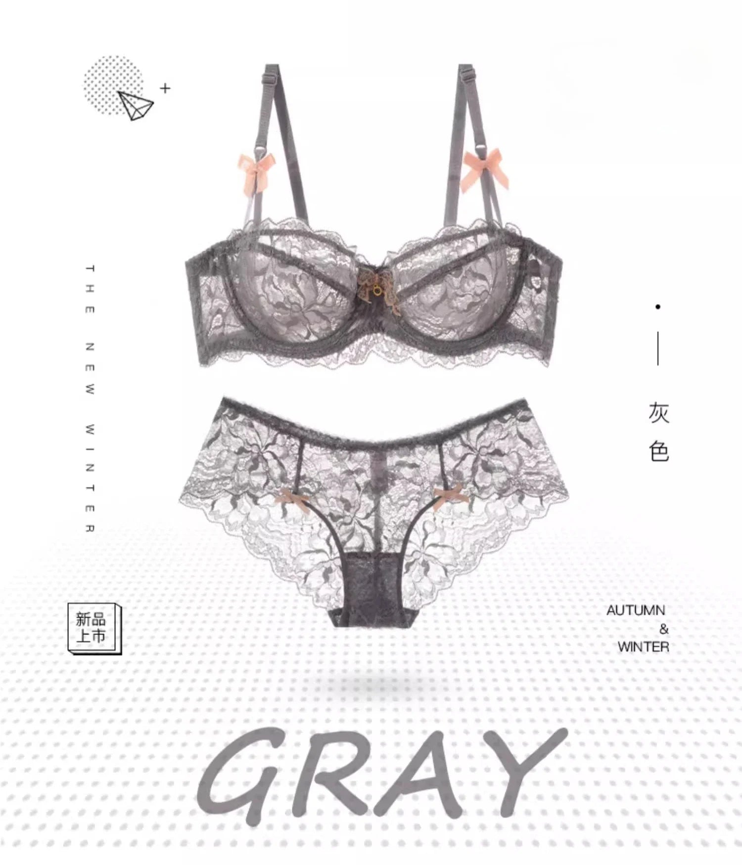 MOYISU Summer Lingerie Set Sheer French Lace Minimiser Bra Briefs Ultra Thin Sexy Women's Underwear Big Bust Sexy Tushy & Panty
