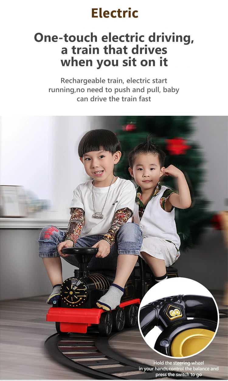 Kids Train Riding Toy Ailway Classical Electric Model Can Carry A Small Train Rail Car Children's Baby Walker Stroller Toys Boys