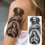 1 Sheet Realistic Jesus Holy Mother Pray Temporary Tattoos For Men Women Adults Long Lasting Waterproof Temp Fake Tattoo Sticker